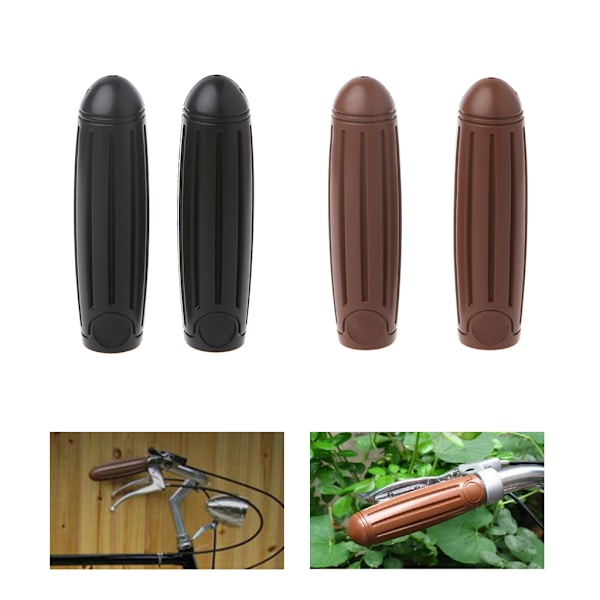 2 stk sykkelstyrehylser i retro stil, komfortable sykkeldekselgrep for fast gir Black