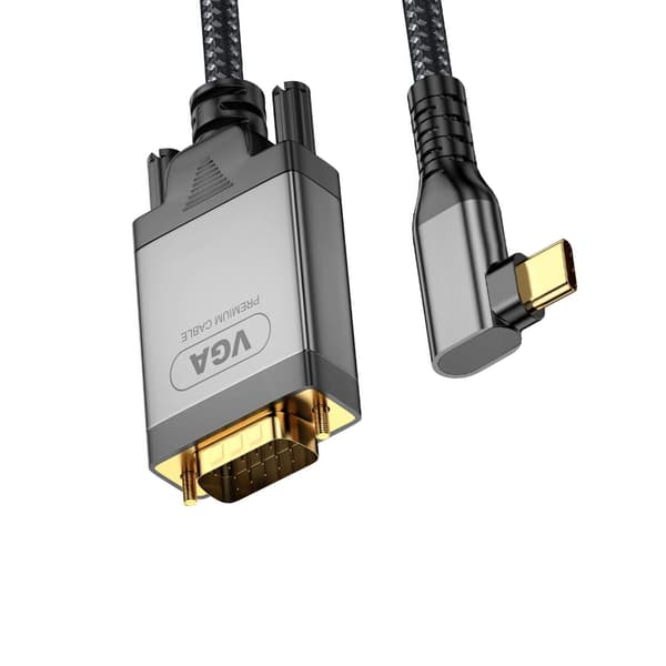 Førsteklasses flettet USB Type C til VGA-kabel 2m lang for jevn tilkobling