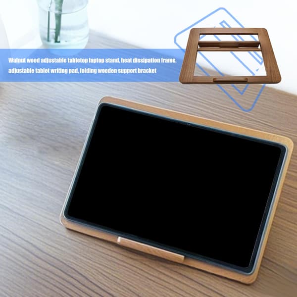 Justerbart valnøddetræ computerstativ ergonomisk foldbart stativ til bærbare computere og tablets
