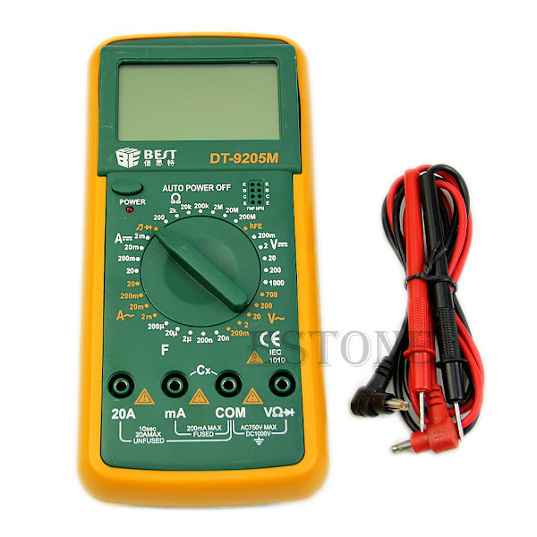 DT9205M Digital Voltmeter Multimeter Ohmmeter Amperemeter Kapacitans Tester LCD Ny