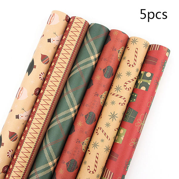 Retro julelement Presenter Omslagspapper DIY Presentförpackning Kraft Wraps