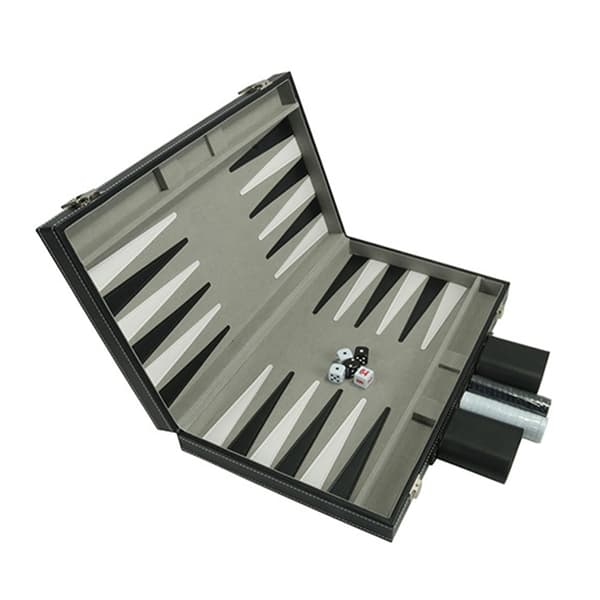 Backgammon-set i läder, brädspel för 2 spelare, lätt att använda