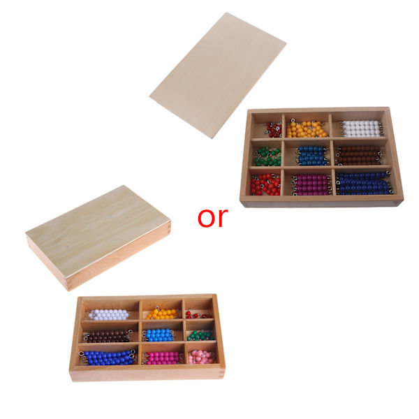 Montessori Matematik Material 1-9 pärlor Bar i trälåda Tidig förskoleleksak