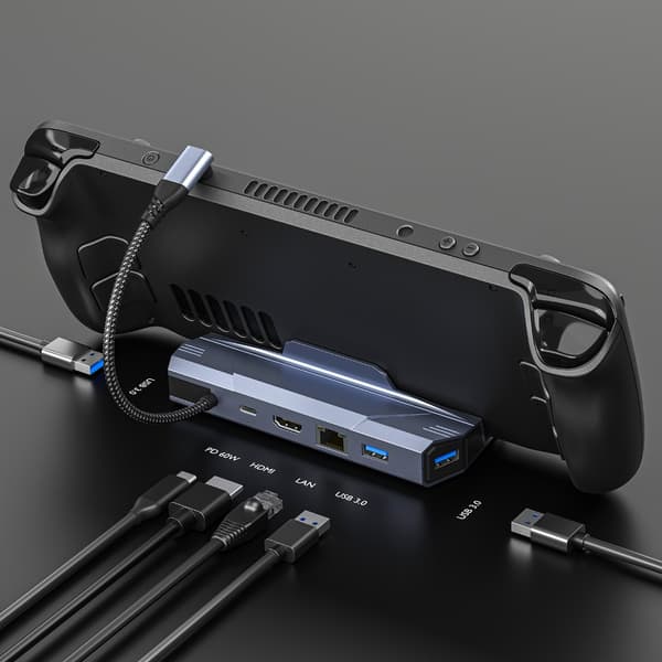 USB C Docking Løsning til SteamDeck og ROG med Flere Tilslutningsmuligheder