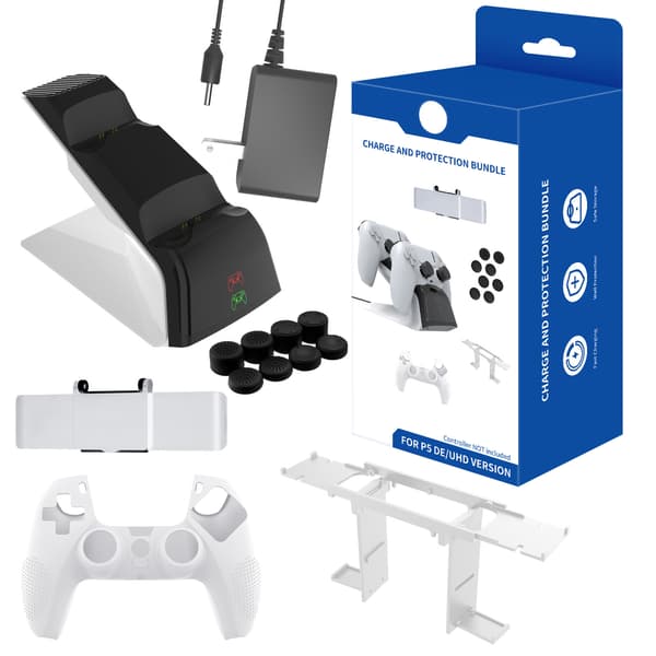 12-i-1 spiltilbehørssæt inklusive ladestation og vippehætte til controller og headset