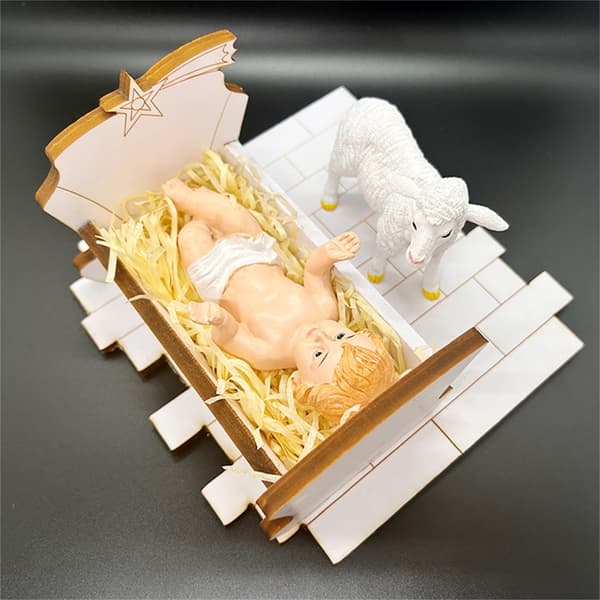 Julkrubba Figurin LED-Ljus Krubba Scen Elegant Helig Figur
