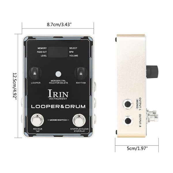 Looper Pedal Trummaskin Stereo Gitarr Loop Recorder Pedal med Skärm