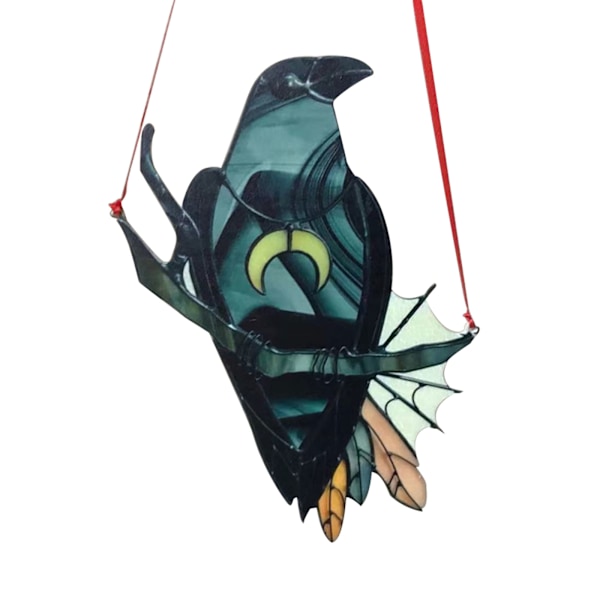 Salaperäinen Crow Witch -ornamentti petsattu auringonsieppaaja musta lintu Kuun kaulakorulla ikkuna seinään ripustettava riipus