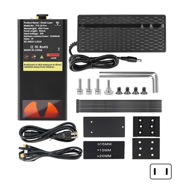 TTS-20PRO Professional 20W lasergraveringsmodul Øjenbeskyttelse Letvægts