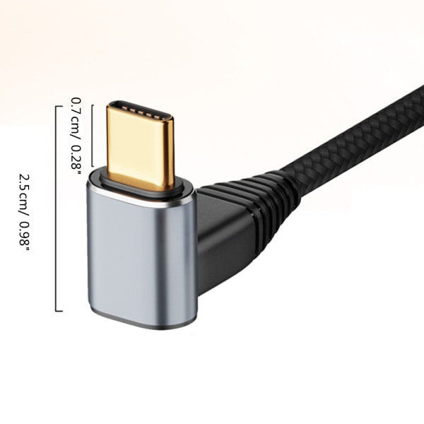 USB C-kabel, USB Typ C-laddarkabel 100W snabbladdningssladd rätvinklad icke-flätad 10Gbps USB 3.1 Gen2-laddningskabel 0.5m