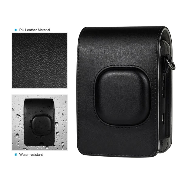 Cover för Mini LiPlay PU-läderskydd med axelrem Kamerahållare Dammtät case Literary brown