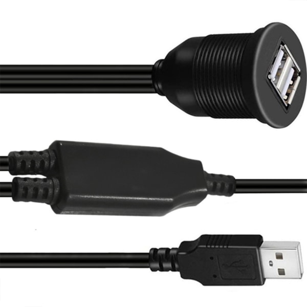Dubbla portar USB2.0-panel infälld bilmotorcykelförlängningssladd Höghastighetsladdningskabel USB -laddaradapter för bil
