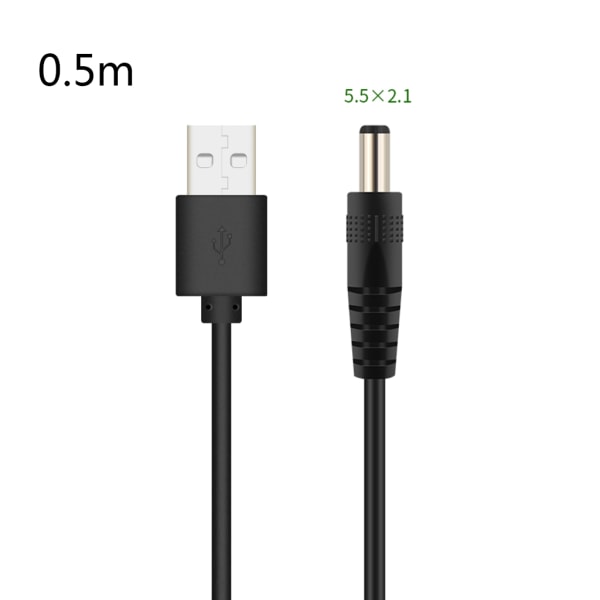 USB til DC 5,5x2,1 mm 5,5x2,5 mm 3,5x1,35 mm 4,0x1,7 mm 2,5x0,7 mm Opladningslinje