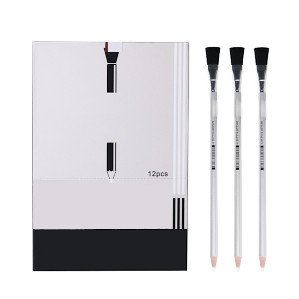 12 stk Sketch Erasers Set 2-i-1 Viskelærpenner med børste sammenleggbar holder Passer for kullblyanter Fargede illustrasjoner
