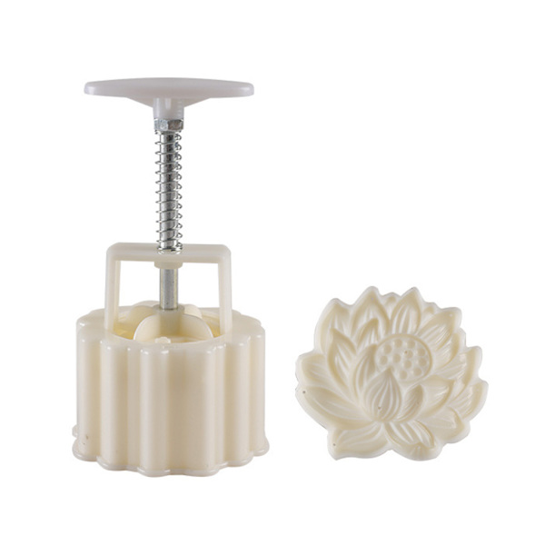 Månekageform Lotusblomster Design Håndtryk Fondant Dekoration Småkageudstikker til bagning DIY Cookie