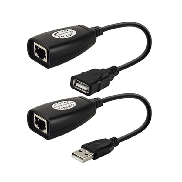 1 par USB til RJ45 LAN Ethernet-forlengelseskabeladapter 50M Distance Extender