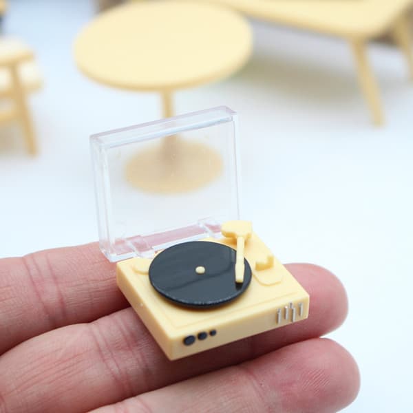 Liten DISC-spelare Modellhus Tillägg Gammal Plan Tunn Plast Permanent Leksak Däck
