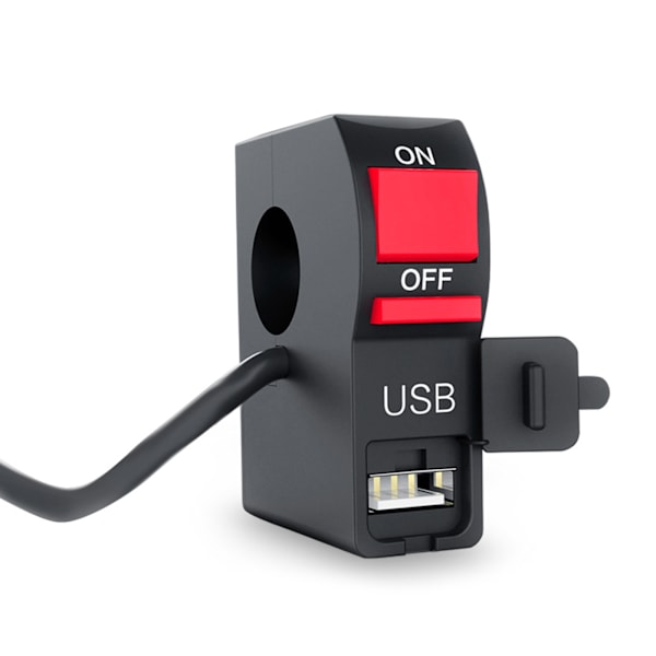 12V 7/8″ Scooter Motorsykkelstyre På Av Trykkknappbryter med USB Billader Hovedlyskontrollbryter Universal
