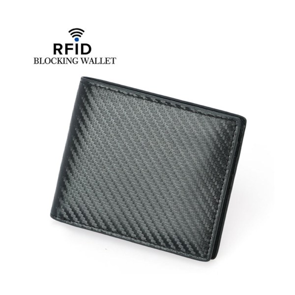Mode Män Mini Business Blockering Plånbok Man Carbon Fiber Card Mynthållare Bifold Portemonnaie Coffee