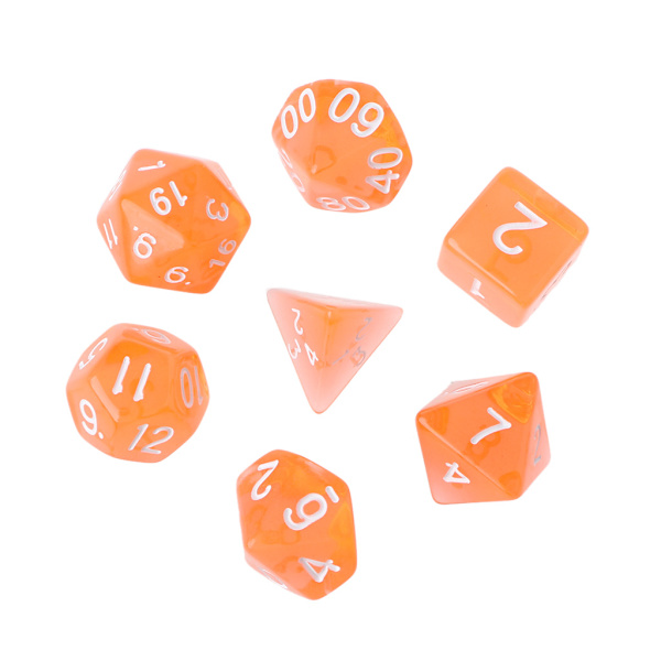 7 st transparent polyhedral tärningsspel för Dragon Pathfinder D20 D12 2xD10 D8 D6 D4 Pink
