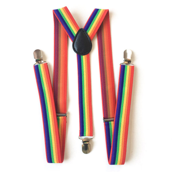 Färgglada randiga rem Rainbow Bib Byxor Remmar Clip Adult Unisex hängslen Buc