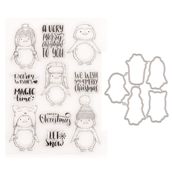 Christmas Elements Seal Stamp med Cutting Dies Stencil DIY Scrapbooking prægning