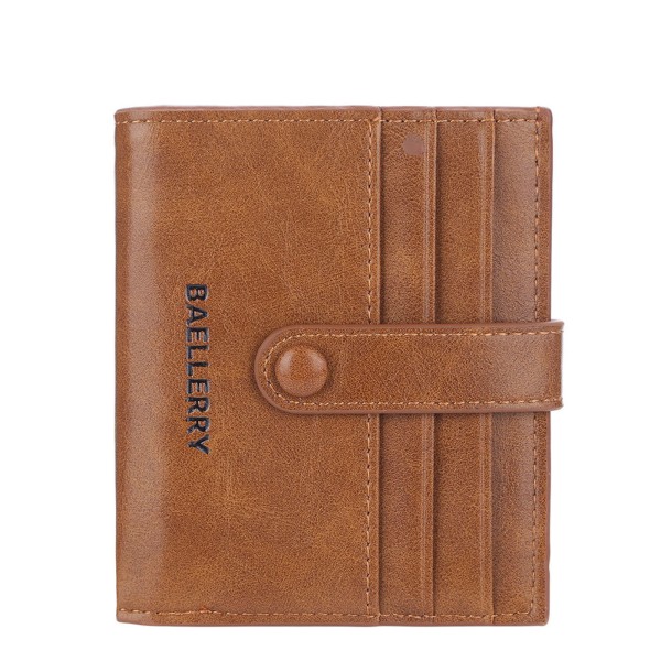 Miesten PU-nahkainen lyhyt lompakko Ohut ID-luottokorttikotelo Vintage Bifold Pocket Coin Business Kukkaro Brown