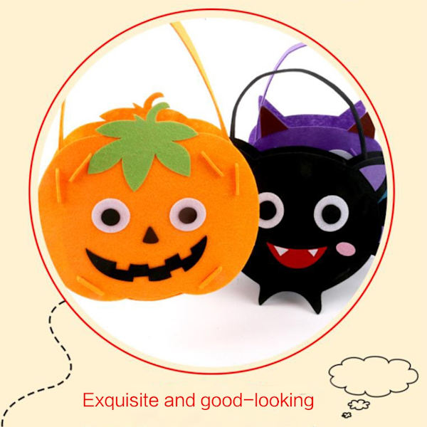 Halloween karkkilaukku käsintehty laukku DIY askartelukäsilaukku kuitukangas karkkipussi D