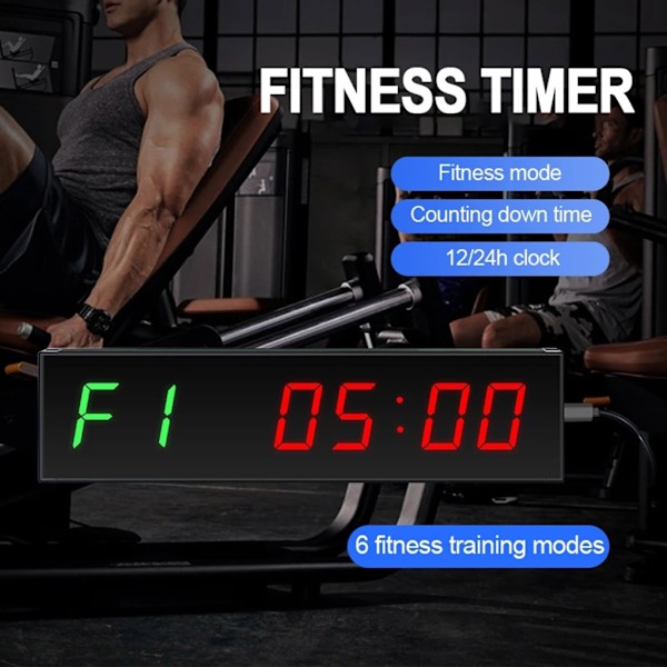 Crossfits Timer Nedräkning/Upp Stoppur, Väggträningstimer med Fjärrkontroll för Gym