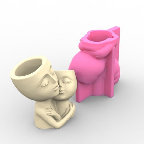 Two Man Hug Beton Silikone Form Sukkulent Urtepotte Clay Cement Gips Form