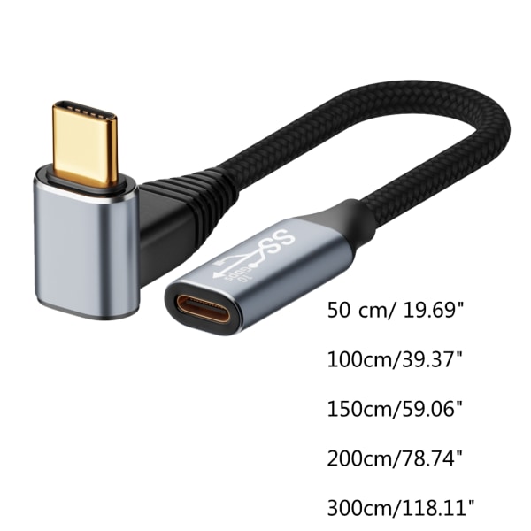 USB C-kabel, USB Typ C-laddarkabel 100W snabbladdningssladd rätvinklad icke-flätad 10Gbps USB 3.1 Gen2-laddningskabel 0.5m