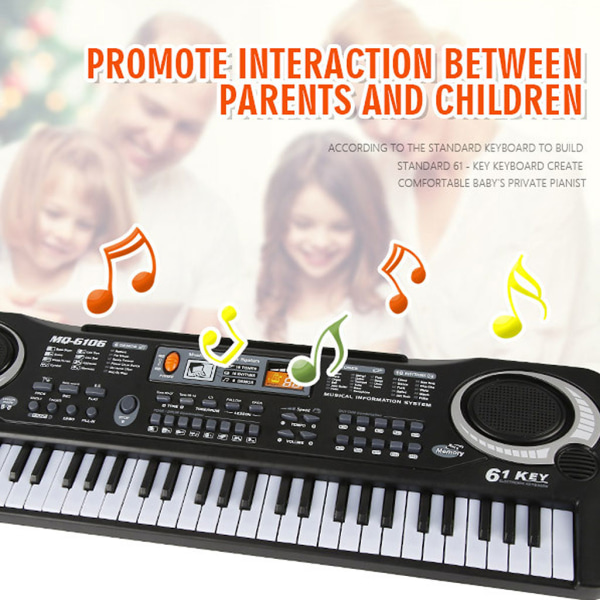 61 tangenter Elektronisk orgel Digitalt pianotangentbord med mikrofon Barnmusikleksak för barn