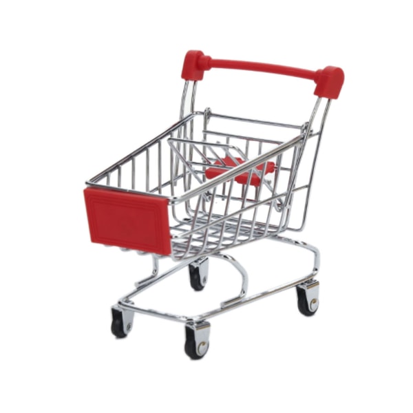Mini Supermarket Handvagn Shopping Utility Cart Förvaringskorg Låtsas barnleksak Red