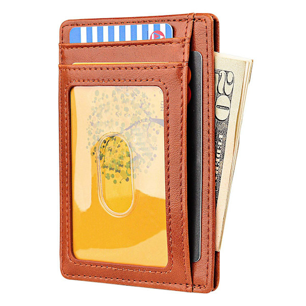 Smal minimalistisk frontficka RFID-blockerande läderplånböcker Present för män kvinnor Black 1