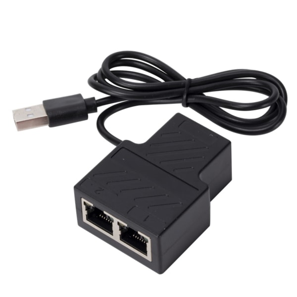 Ethernet Splitter, RJ45 Ethernet Splitter 1 till 2, 100 Mbps förlängningskontakt USB TypeC 5V power