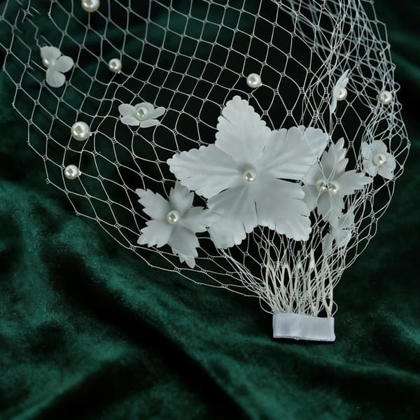 Perler Brudehodeplagg Bryllupsfascinator 1920-tallsstil Blomsterbesatt