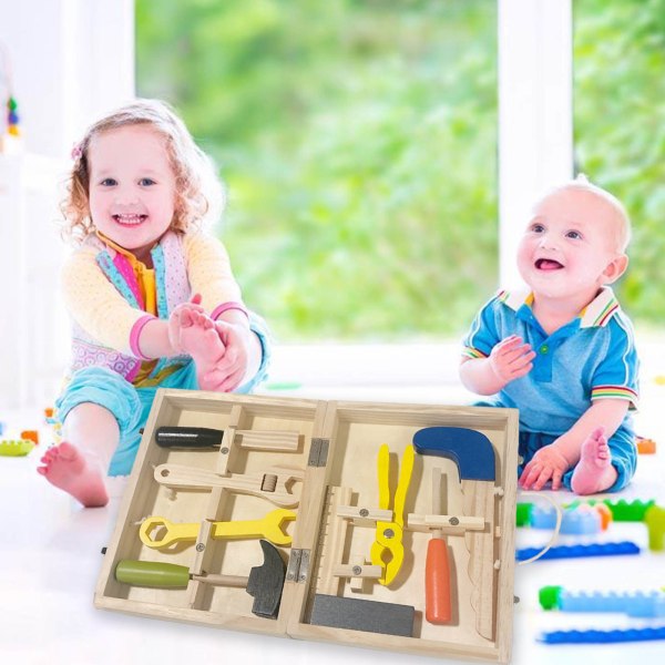 Verktygslåda för träreparationer Leksak Barn Hjärnspel STEM Toy Party Activity Supply