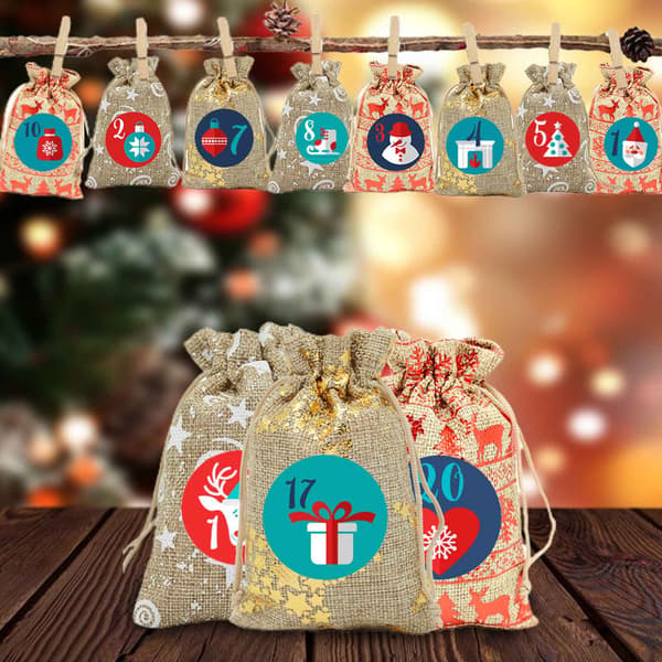 DIY Julekalender Gavepose Sæt Nedtællingskalendere 24 Dages Kit