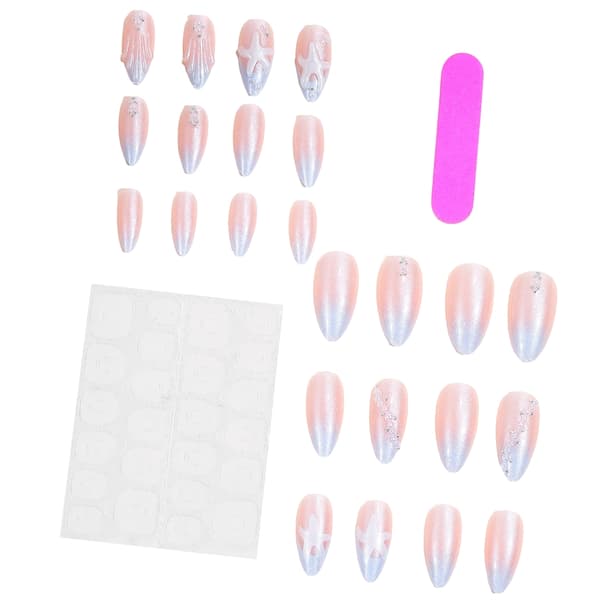 Foto Styling Press On Manicure Sæt med Mandelform og Søstjerne
