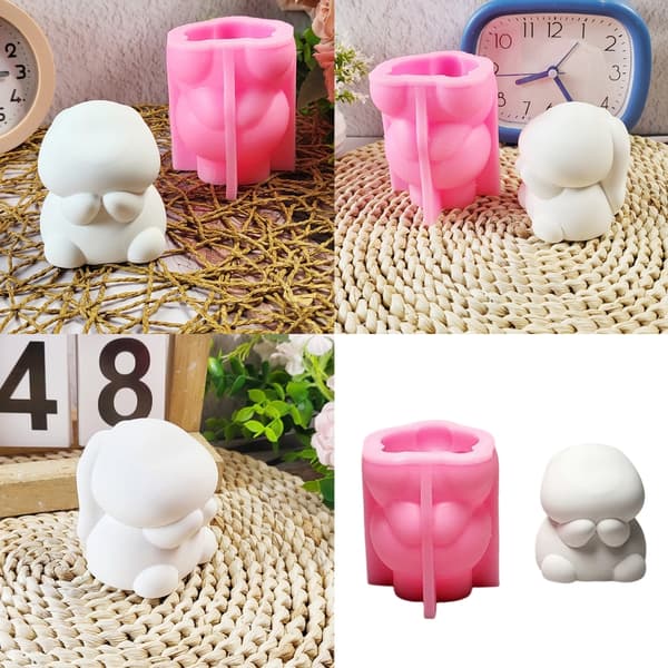 Dyrestøbeforme 3D Kaniner Lysforme Silikoneform Ornamentforme