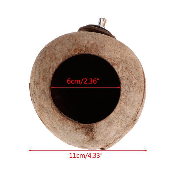 Coconut Bird Nest Hut för Parrot Parakeet Conure Cockatiel Small Animals House