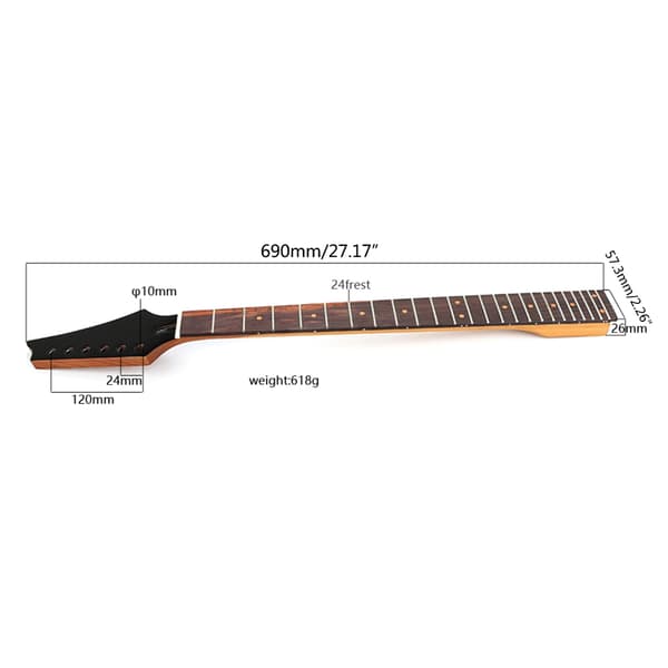24 Band Lönnhals för Gitarr Professionell Lättinstallerad Gitarrhals Ersättning