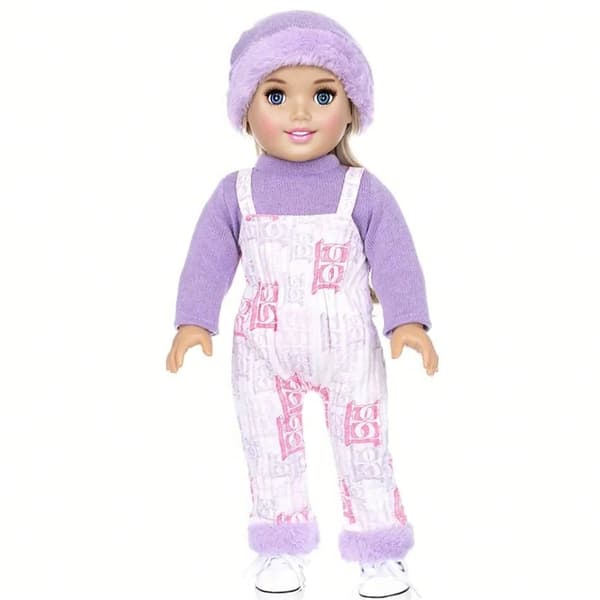 Lavendel Pyjamas Sæt til 18 Tommer Dukker Inkluderer Plys Hvalpe Tøffel