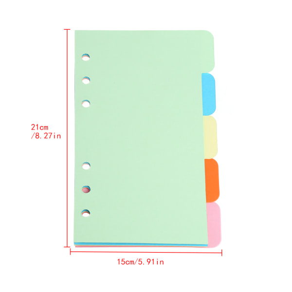 5 st påfyllningar 6 hål tomt färgglatt papper för A5 A6 lösbladspärm anteckningsbok null - A5