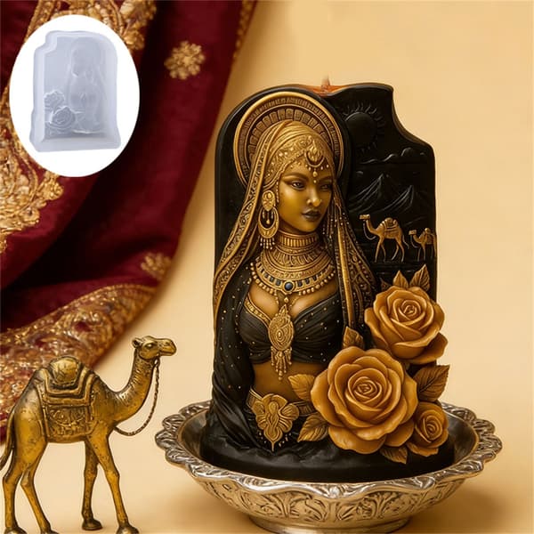 Arabisk Dame Stearinlys Silikonform Rose Dame Silikonformer For Resin Kunst