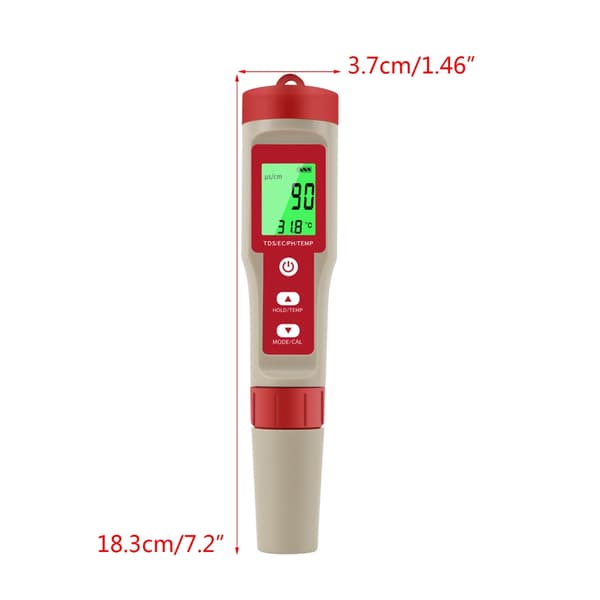 Vandkvalitetsmåler 4 i 1 detektor PH/TDS/EC/temperaturtester til akvarier