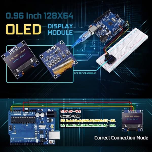 3 stk. Computer LCD-modul OLED-skærm 0,96 tommer til skærm