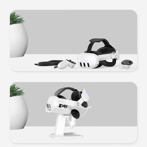 VR Stand Headset Opladningsdock LED VR Display Stand Tilbehør til Quest3