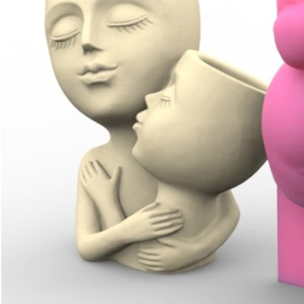 Two Man Hug Beton Silikone Form Sukkulent Urtepotte Clay Cement Gips Form
