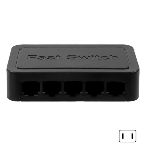 Nätverksväxel Mini 5-portars växel Ethernet 1000 Mbps/100 Mbps/10 Mbps Gigabit Switcher RJ45 Hub Internet Injector Black - US Plug
